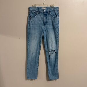 Madewell The Perfect Vintage Jean Raw Hem Distressed Knee Size 26